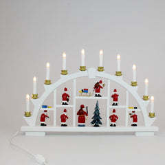 Electric Light Arch with 10 Candles and Santas – White (Corded)