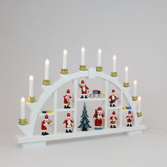 Electric Light Arch with 10 Candles and Santas – White (Corded)
