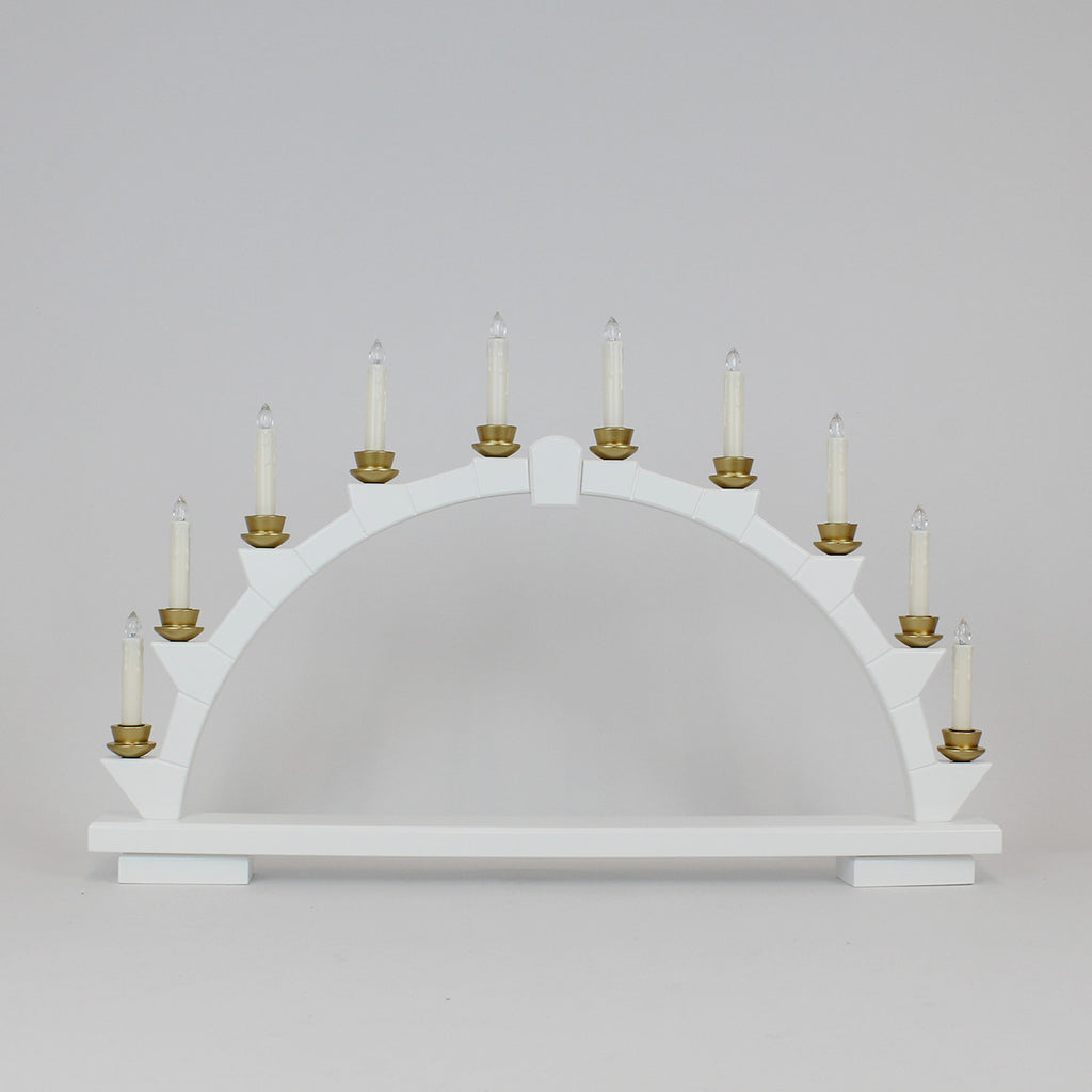 Electric Light Arch with 10 Candles – White (Battery-Operated)