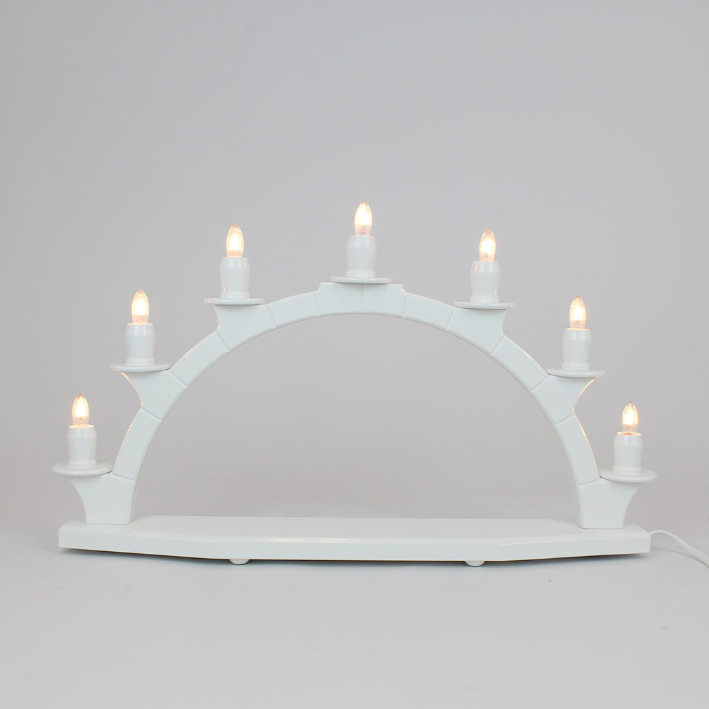Electric Light Arch with 7 Candles – White