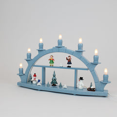 Electric Light Arch with 7 Candles and Figures – Blue (Corded)