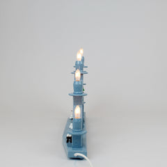 Electric Light Arch with 7 Candles and Figures – Blue (Corded)