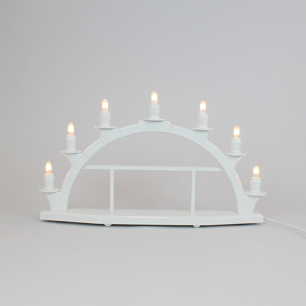 Electric Light Arch with 7 Candles and Display Shelves – White (Corded)