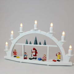 Electric Light Arch with 7 Candles and Figures – White (Corded)