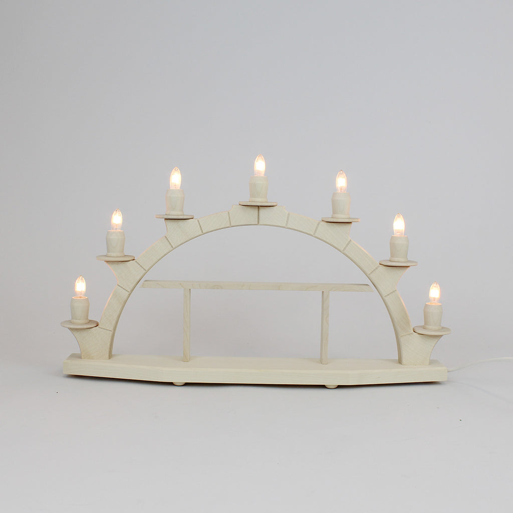 Electric Light Arch with 7 Candles and Display Shelves – Natural (Corded)