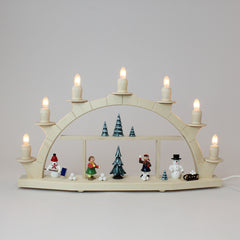 Electric Light Arch with 7 Candles and Figures – Natural (Corded)