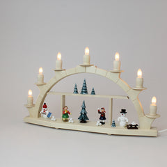 Electric Light Arch with 7 Candles and Figures – Natural (Corded)