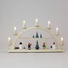 Electric Light Arch with 7 Candles and Figures – Natural (Corded)