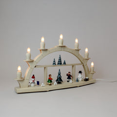 Electric Light Arch with 7 Candles and Figures – Natural (Corded)