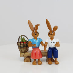 Small Easter Bunny Couple on Bench