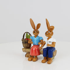 Small Easter Bunny Couple on Bench