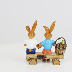 Small Easter Bunny Couple on Bench