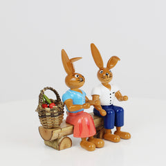 Small Easter Bunny Couple on Bench