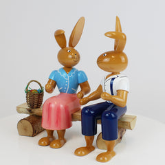 Medium Easter Bunny Couple on Bench