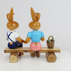 Medium Easter Bunny Couple on Bench