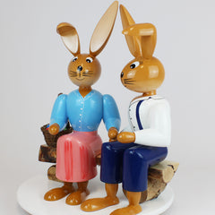 Large Easter Bunny Couple on Bench