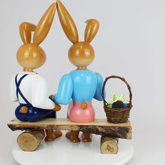 Large Easter Bunny Couple on Bench