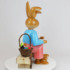 Large Easter Bunny Couple on Bench
