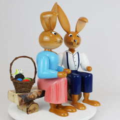Large Easter Bunny Couple on Bench