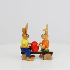 Small Easter Bunny Painter Couple on Bench