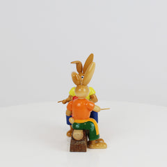 Small Easter Bunny Painter Couple on Bench