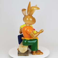 Large Easter Bunny Painter Couple on Bench