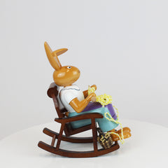 Easter Bunny Lady in a Rocking Chair
