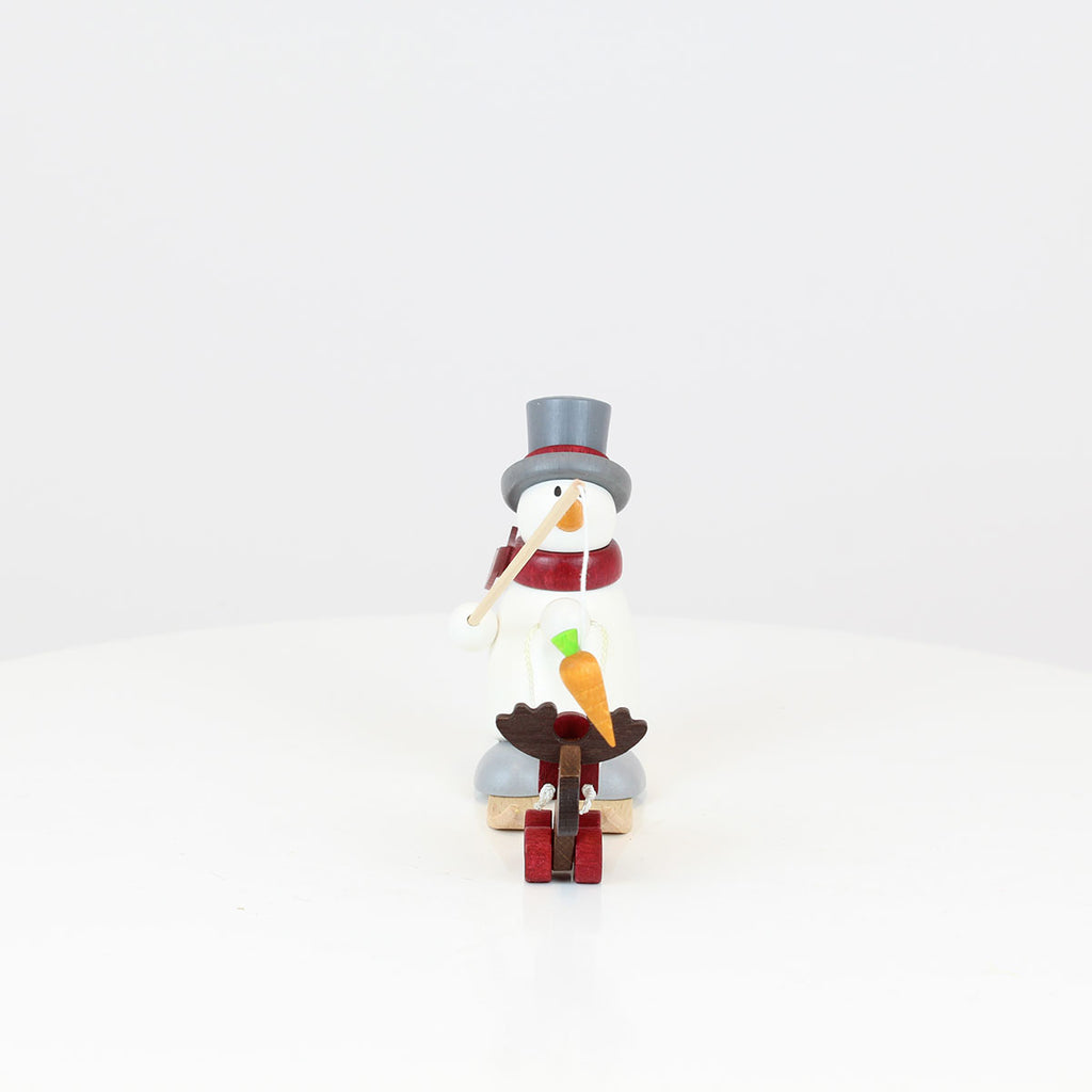 Snowman Fritz with Skis and Moose