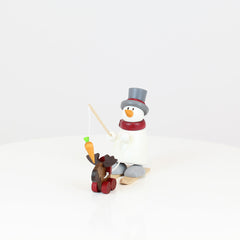 Snowman Fritz with Skis and Moose