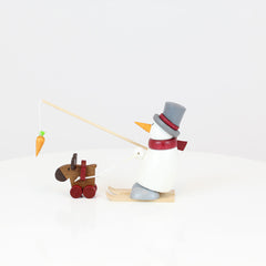 Snowman Fritz with Skis and Moose