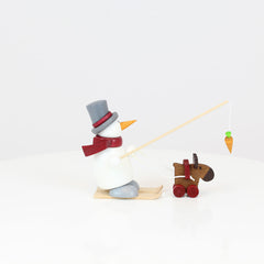 Snowman Fritz with Skis and Moose