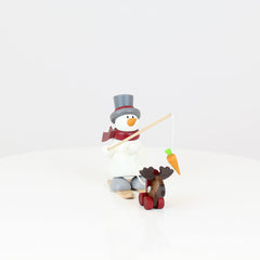 Snowman Fritz with Skis and Moose