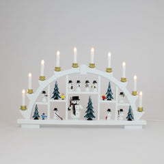 Electric Light Arch with 10 Candles and Snowmen – White (Corded)