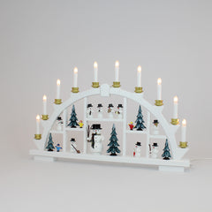 Electric Light Arch with 10 Candles and Snowmen – White (Corded)