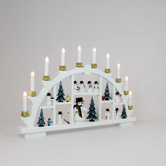 Electric Light Arch with 10 Candles and Snowmen – White (Corded)