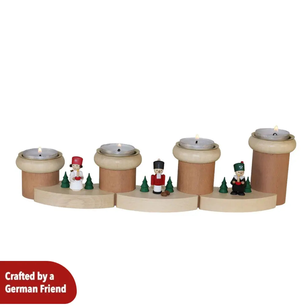 Advent Tealight Holder – 7-piece with Angel Miner & Nutcracker