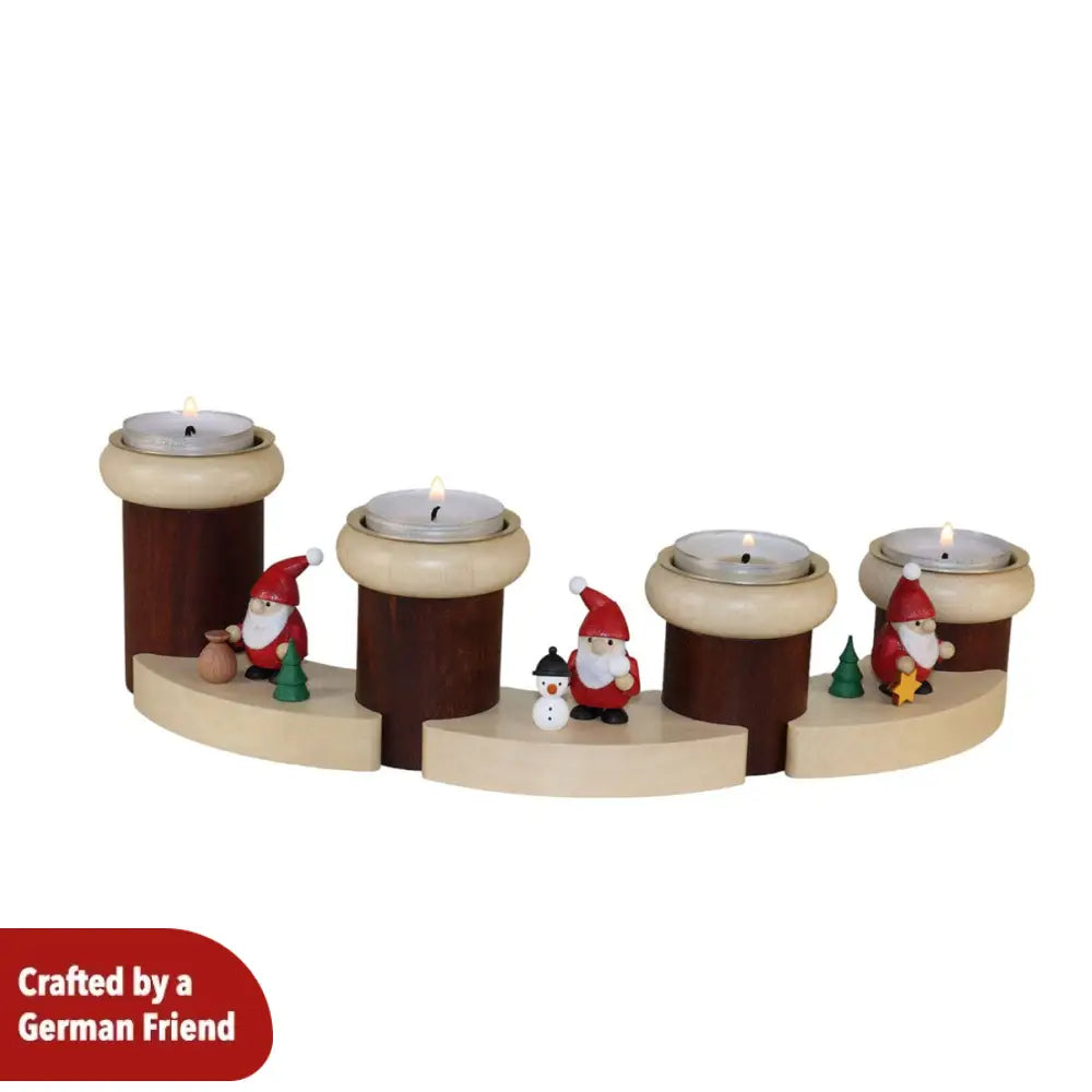 Advent Tealight Holder – 7-piece with Christmas Santas