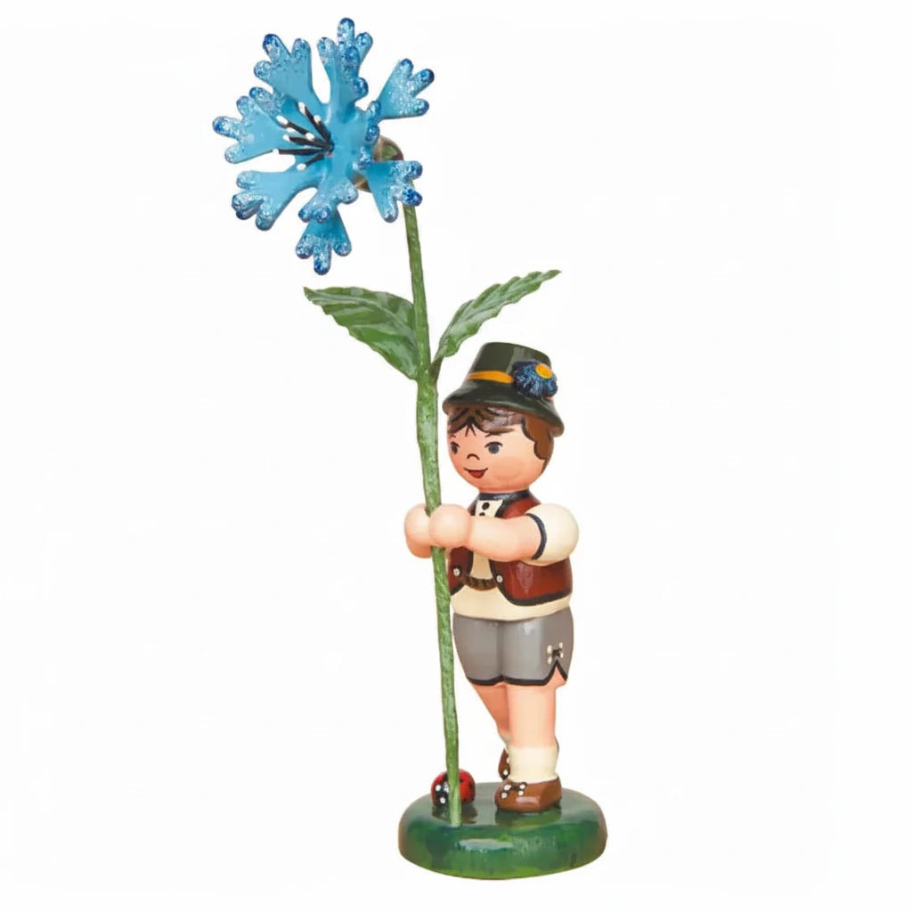 Flower Child Boy with Cornflower