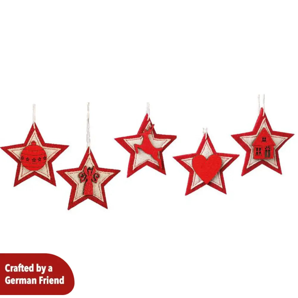 Ornament ’Filt Stars’ Set Of 10