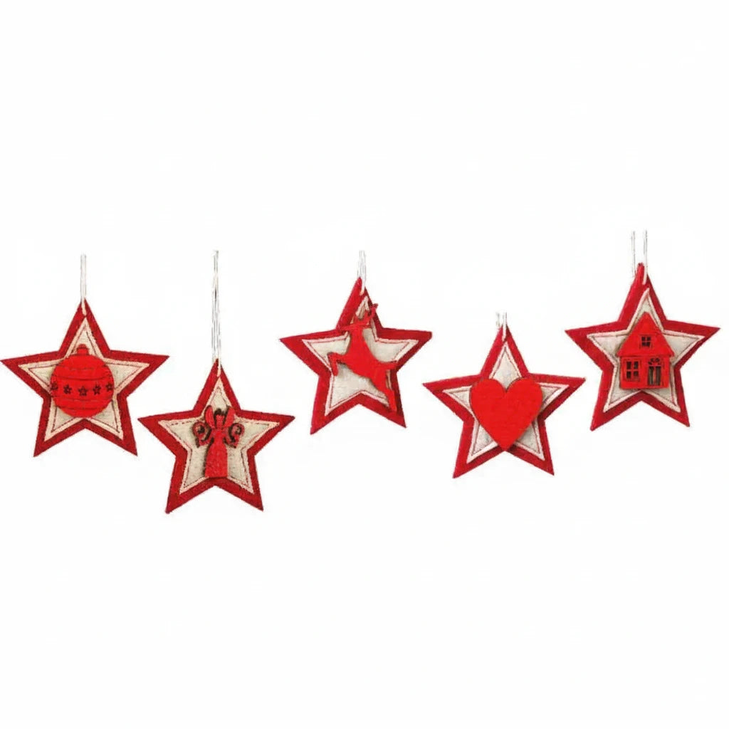 Ornament ’Filt Stars’ Set Of 10