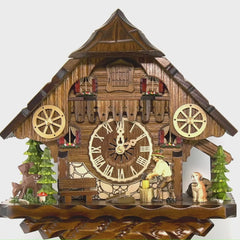 Traditional Black Forest Cuckoo Clock with Woodchopper and Animals