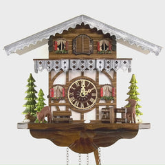 Quartz Cuckoo Clock Black Forest with Deer and Music