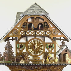 Quartz Cuckoo Clock Woodland Mill Chalet with Music and Dancers