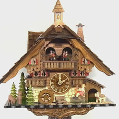 Traditional Cuckoo Clock Alpine Chalet with Music and Dancers