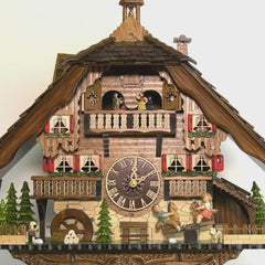 Quartz Cuckoo Clock Chalet with Two Children, Music and Dancers