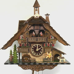 Quartz Cuckoo Clock Chalet with Rocking Horse, Music and Dancers