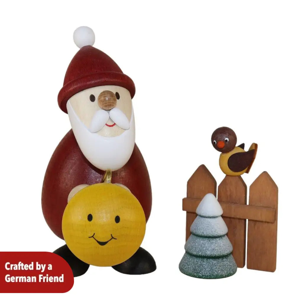 Santa Claus with Lantern and Fence with Bird