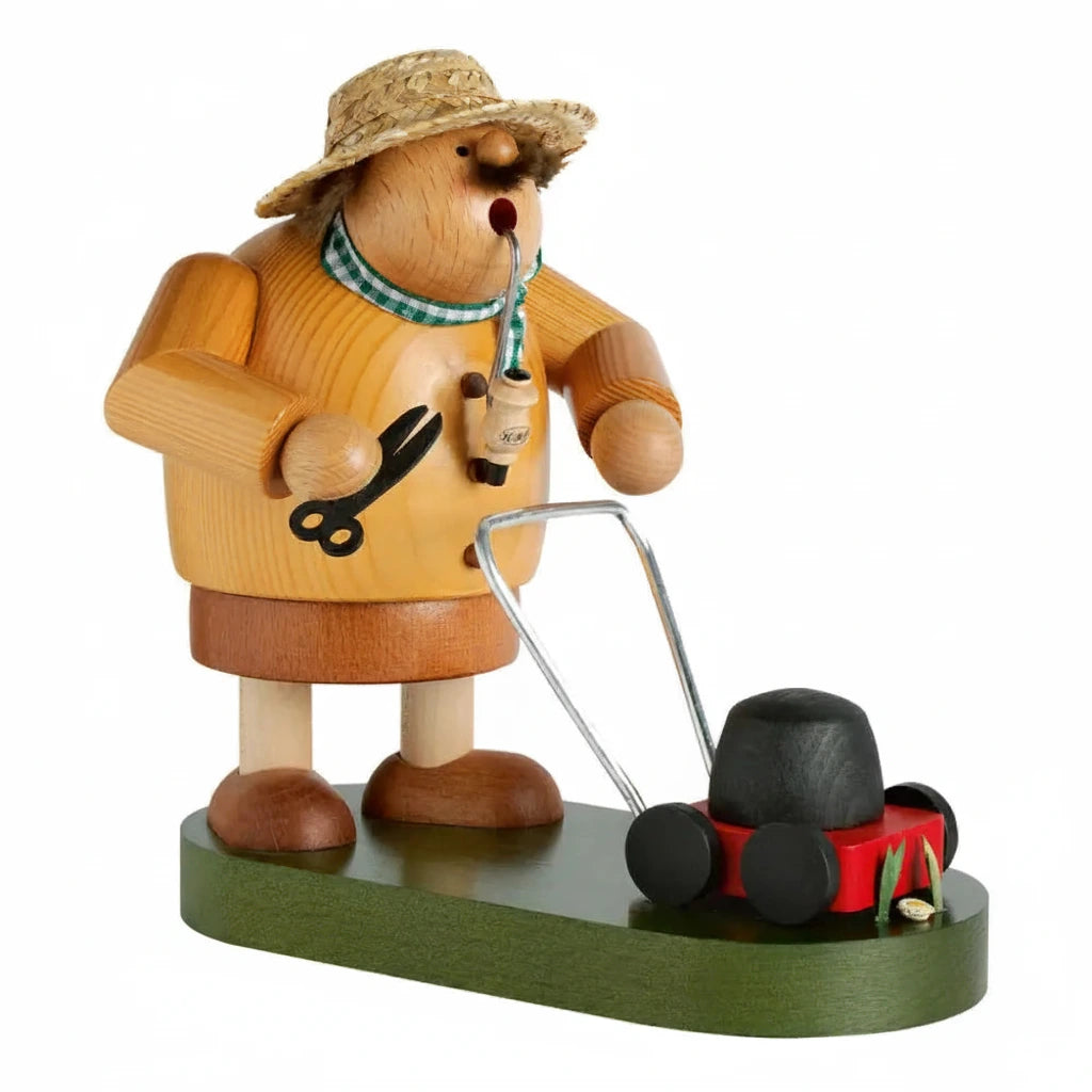 Smoker Mowing The Lawn
