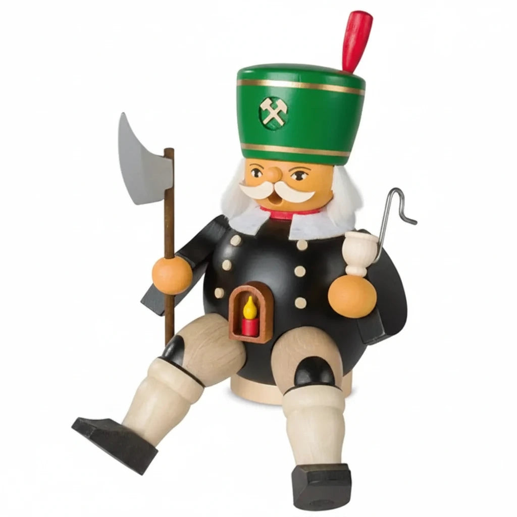 Smoker Sitting Miner With Axe